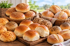 Burger buns and dinner rolls